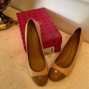 Tory Burch two tone leather block heels